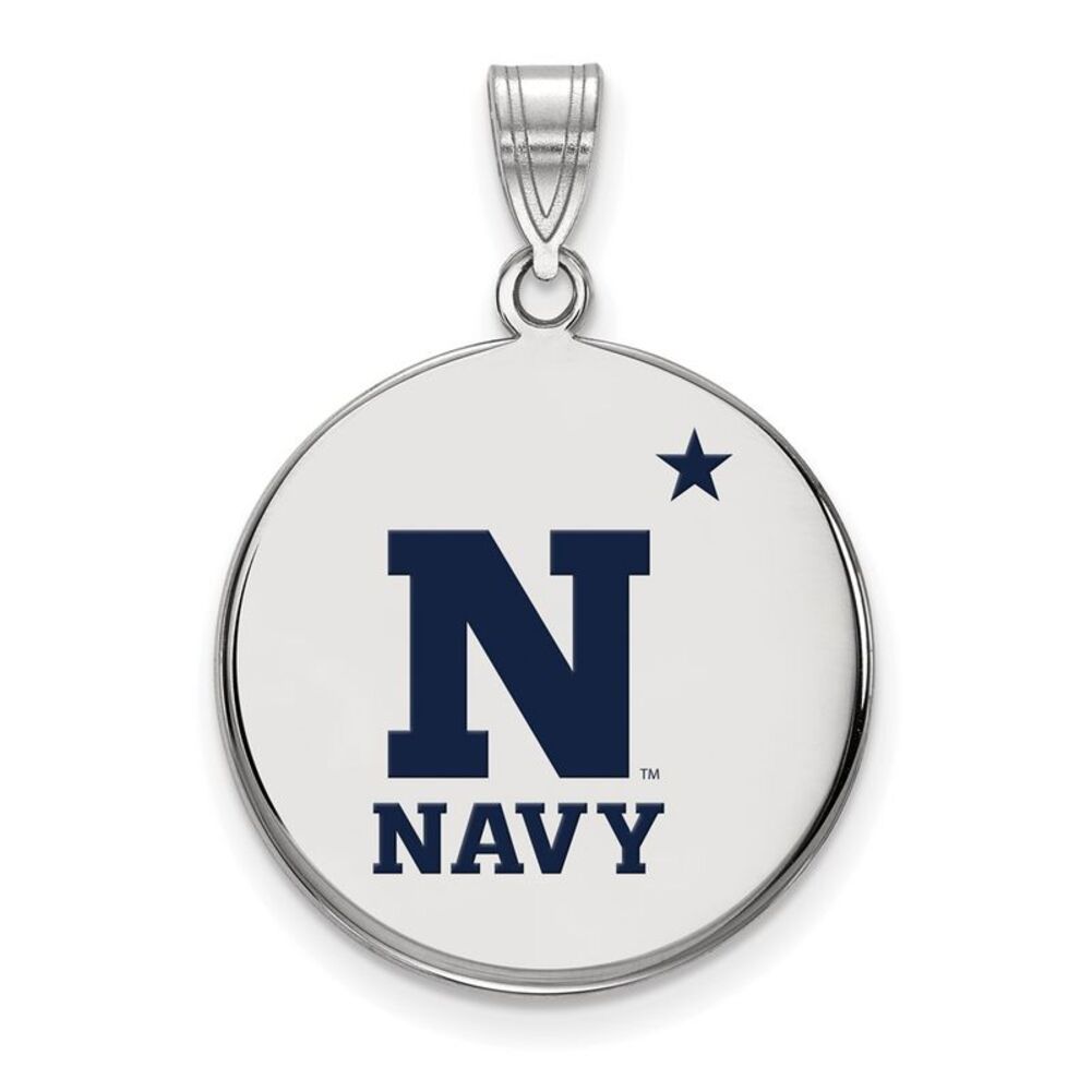 Sterling Silver U.S. Naval Academy Large Enamel Disc Pendant